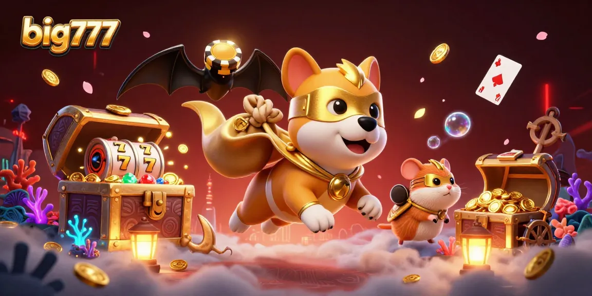Experience big777 thrilling slot adventures with a superhero dog and animated casino elements