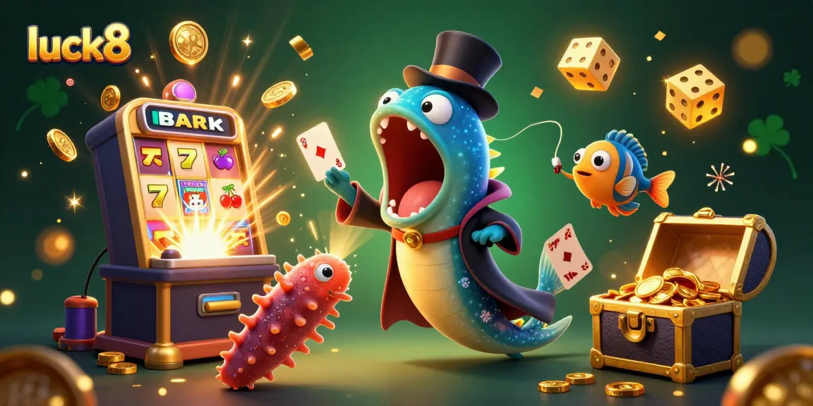 Engage in fun gaming at luck8 with a unique scene of creatures showcasing casino magic tricks and exciting elements.