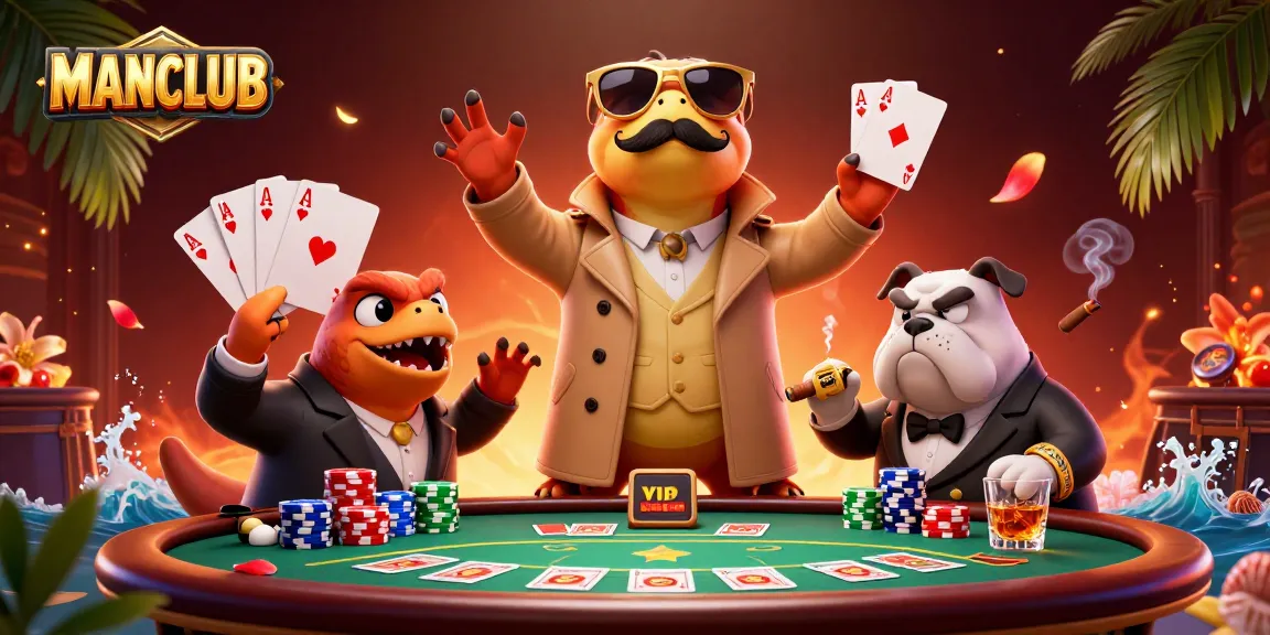 MANCLUB's three raptors in a trench coat attempt to enter a VIP casino lounge with poker elements.