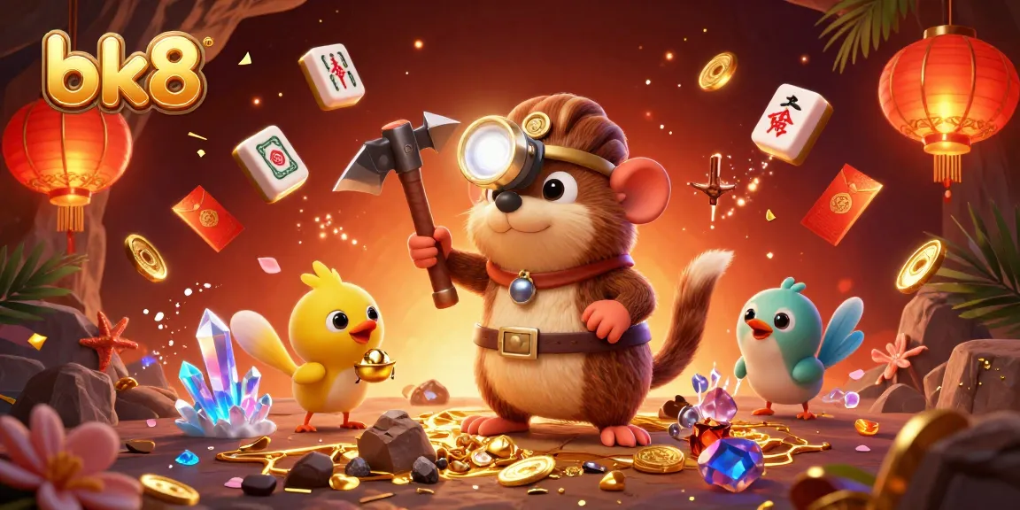 Experience thrilling gameplay at bk8 with our treasure-hunting mole amidst gleaming gems and vibrant celebrations.
