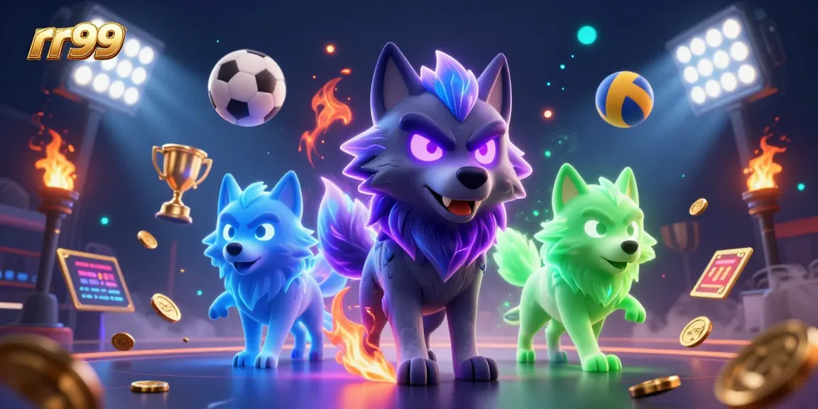 Bet with rr99 as you engage with dynamic sports betting elements, winning trophies, and vibrant energy.