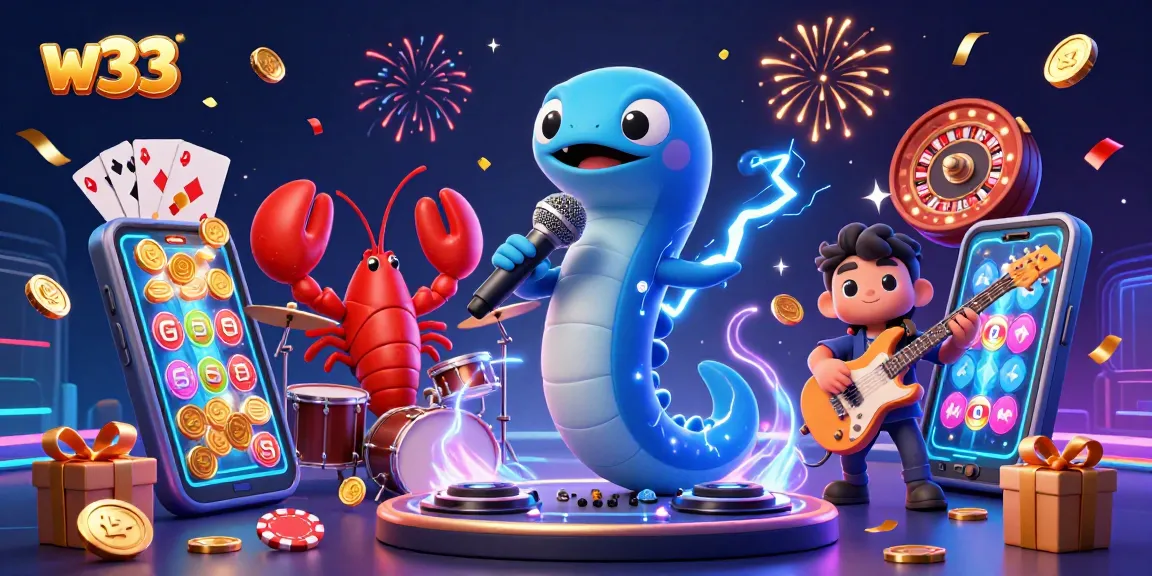 Engage in winning moments at w33 with vibrant casino elements and dynamic 3D art.